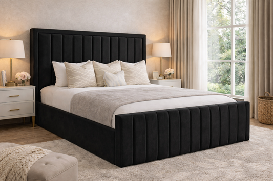 Stanley Luxury Ottoman Storage Bed with plush upholstered frame and hidden storage.