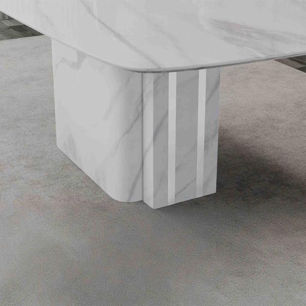White marble dining table for modern dining room