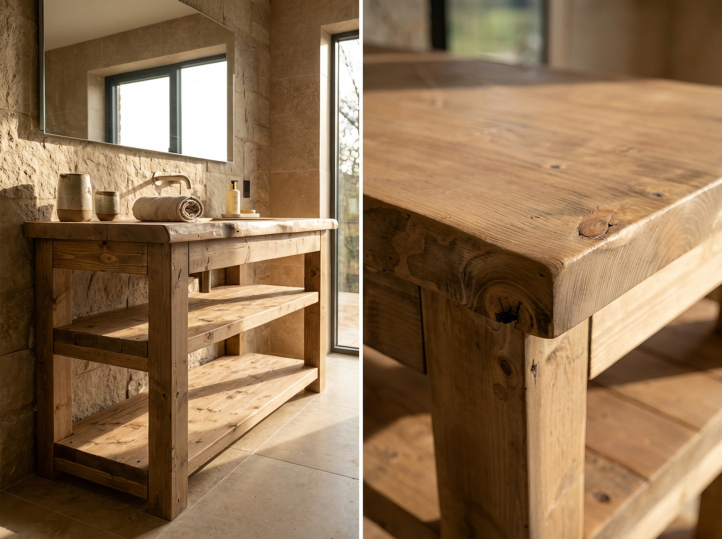 Venti Live Edge Console Solid Wood With Shelf