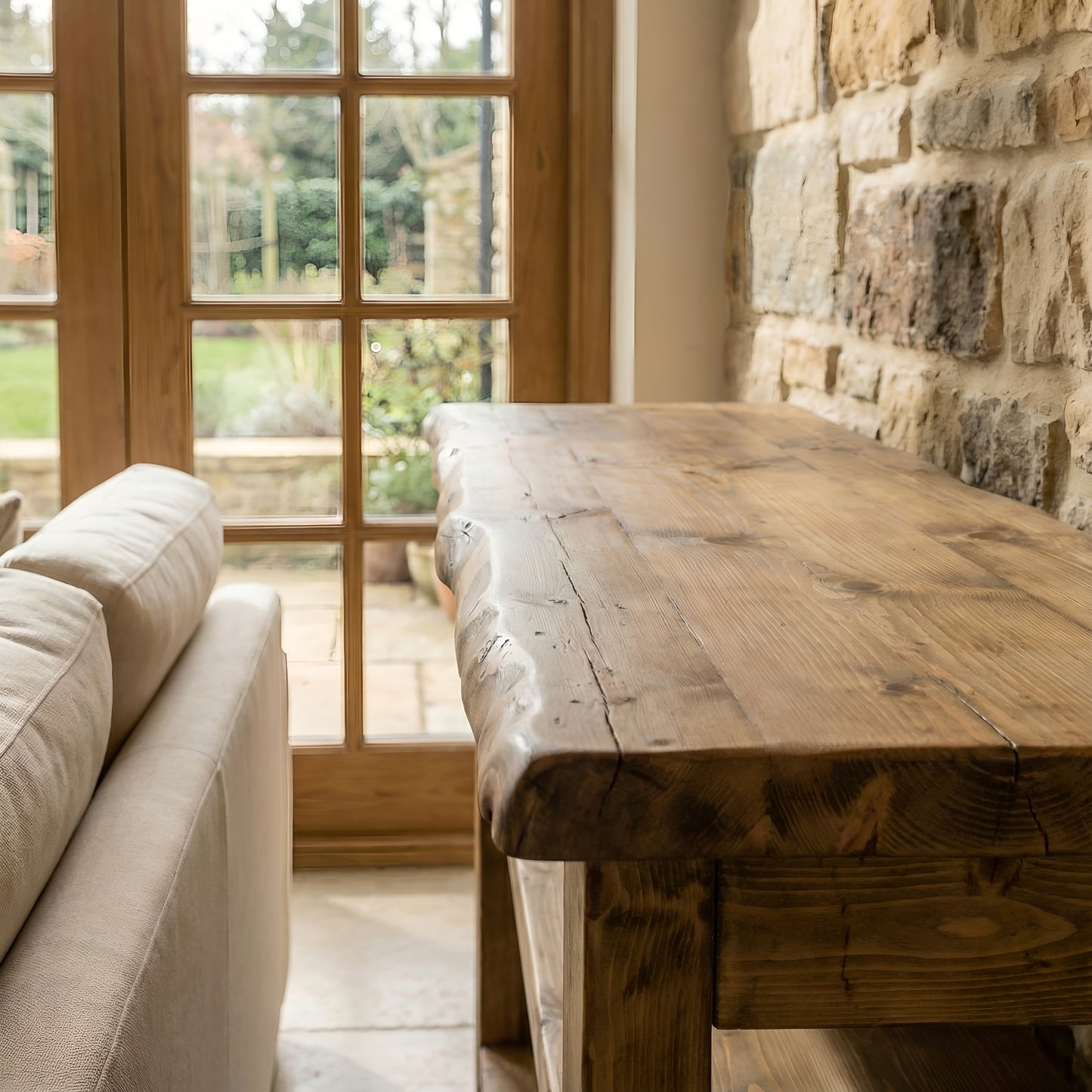 Venti Live Edge Console Solid Wood With Shelf