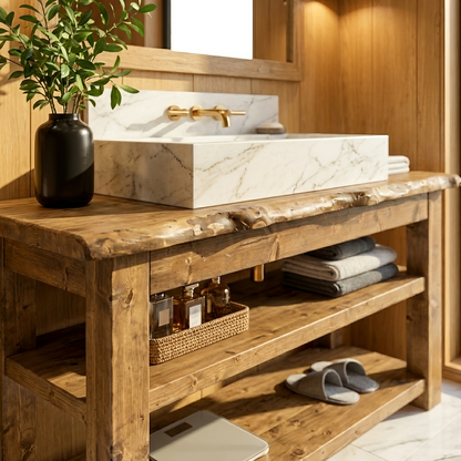 Venti Live Edge Vanity Solid Wood With Storage