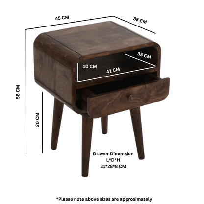 Franklin Dark Mango Wood Bedside Table with Drawer