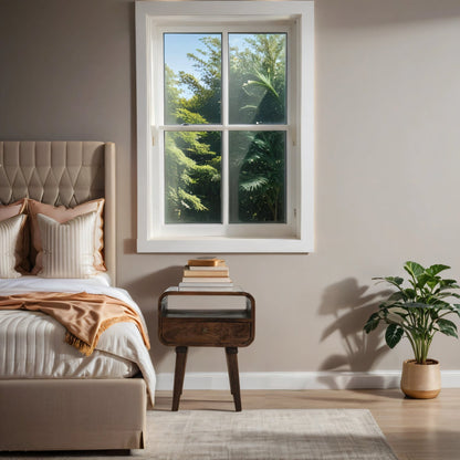 Franklin Dark Mango Wood Bedside Table with Drawer