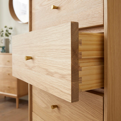 Wright Oak Tallboy Chest of 5 Drawers