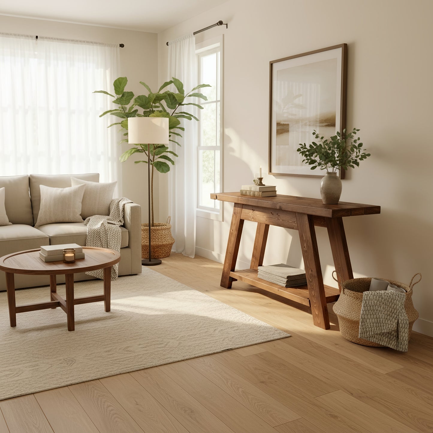 DASI Console Table With Shelf Walnut Colour