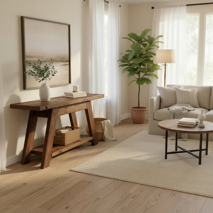DASI Console Table With Shelf Walnut Colour