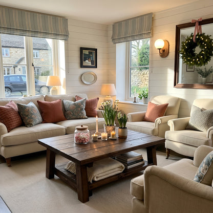 Large ARBA Rustic Wooden Coffee Table With Shelf In Walnut