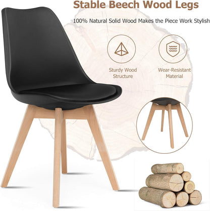 White Halo Dining Table & Set of 4 Lorenzo Jamie Tulip Dining Chairs with Padded Seat