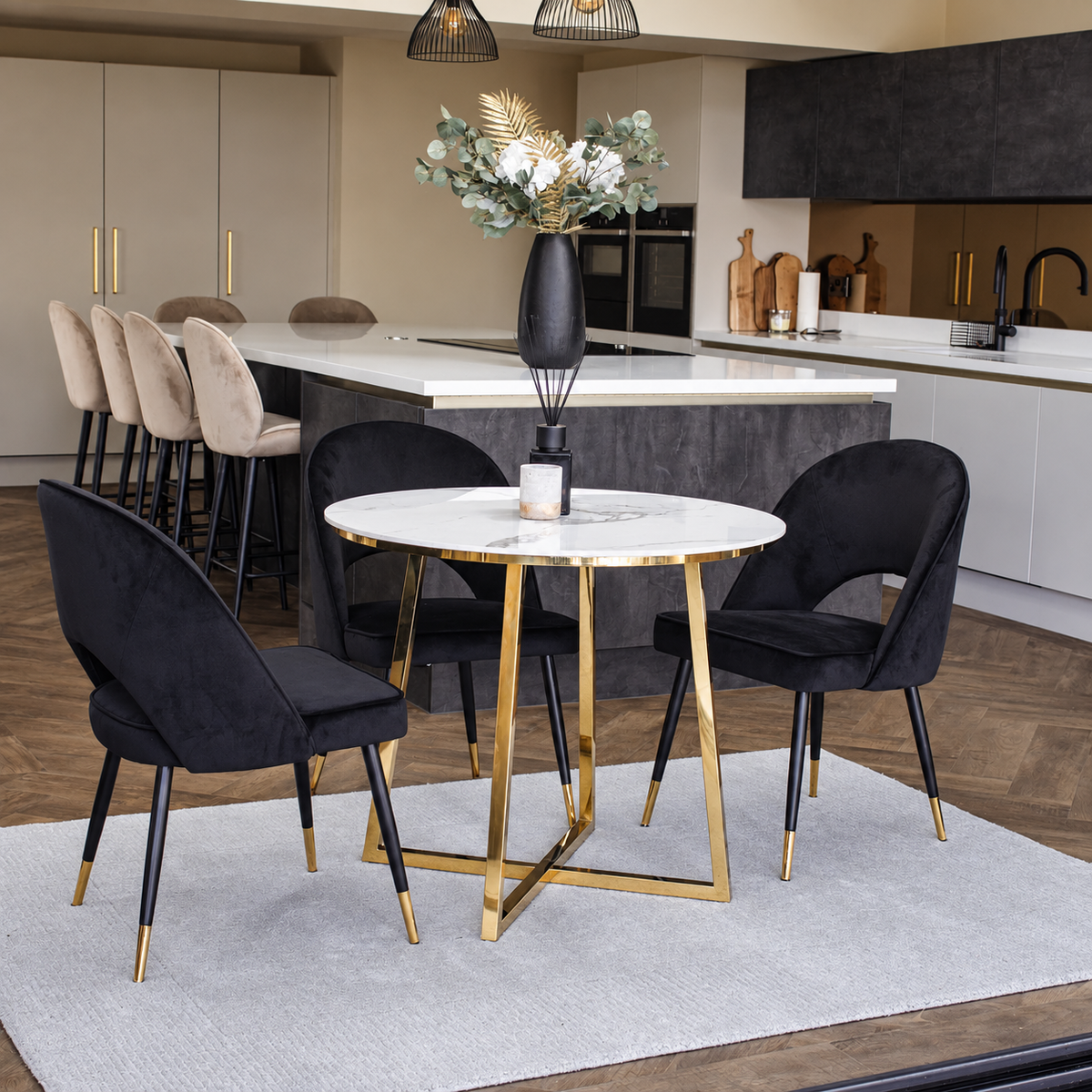 Astra black velvet dining chair