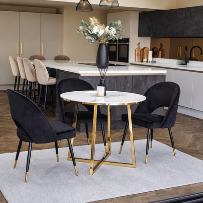 Astra black velvet dining chair
