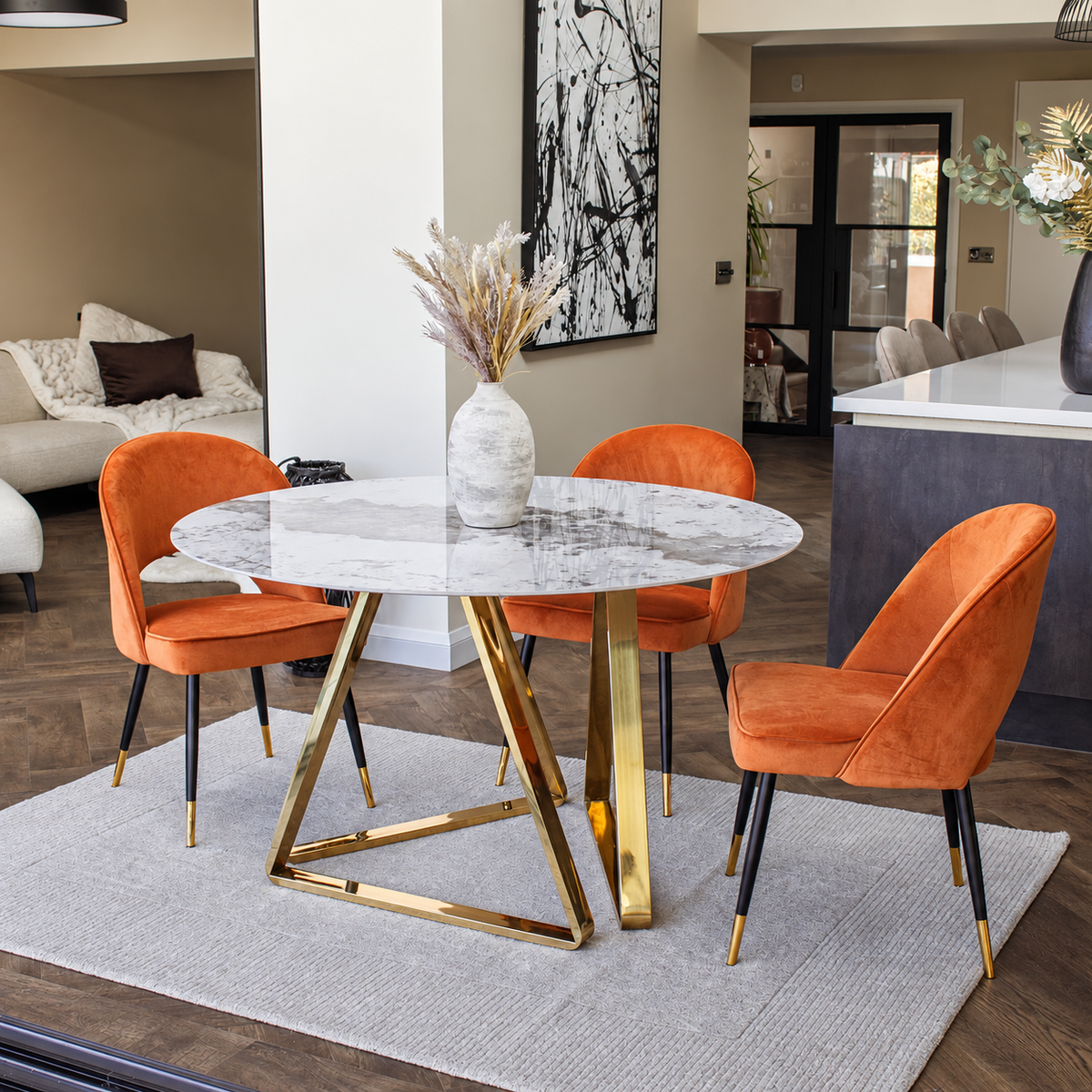 Astra rust velvet dining chair