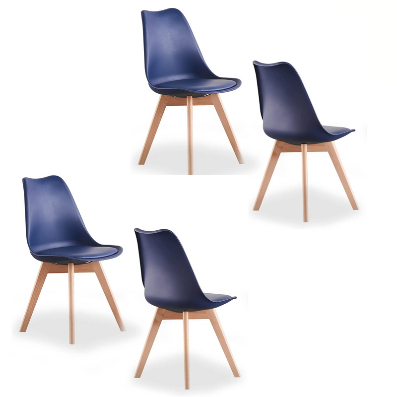 Black Halo Dining Table & Set of 4 Jamie Lorenzo Tulip chairs with Padded Seat