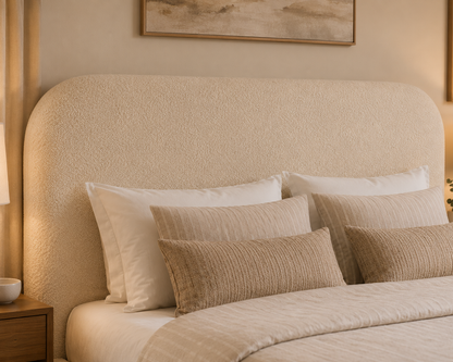 Contemporary luxury bed with curved headboard