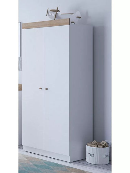 Little Acorns Burlington Double Nursery Wardrobe – White & Oak
