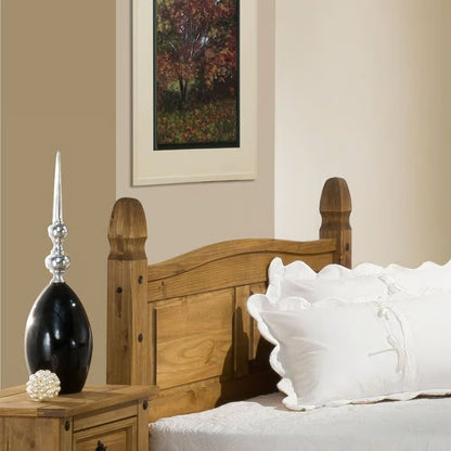 Single 3 FT Corona High Foot End Waxed Solid Pine Wooden Bed