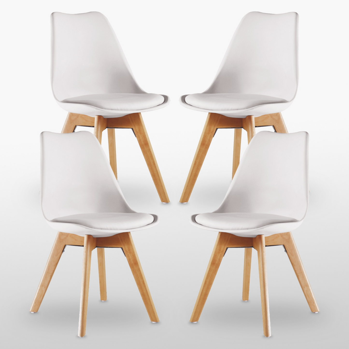 Black Halo Dining Table & Set of 4 Jamie Lorenzo Tulip chairs with Padded Seat