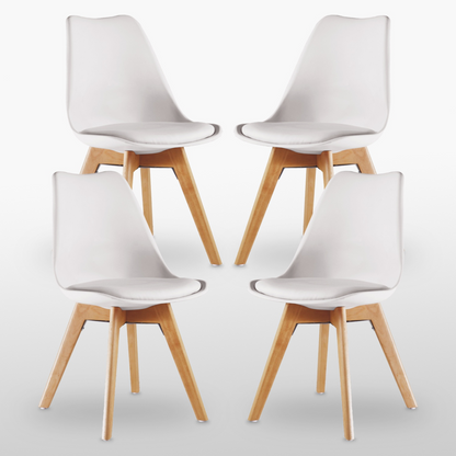 Black Halo Dining Table & Set of 4 Jamie Lorenzo Tulip chairs with Padded Seat