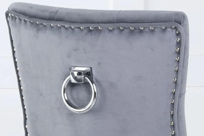 Monte Grey KnockerBack Velvet Fabric Dining Chair with Chrome Legs