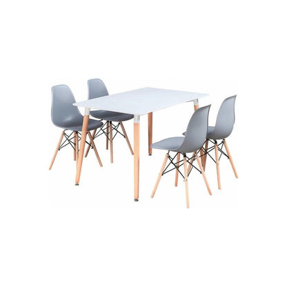 Halo Dining Table and Ghost Chair Set for 4 - Eiffel Plastic Chairs and a Rectangle Dining Table