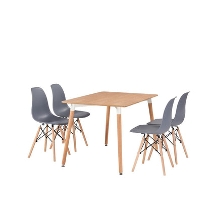 Halo Dining Table and Ghost Chair Set for 4 - Eiffel Plastic Chairs and a Rectangle Dining Table