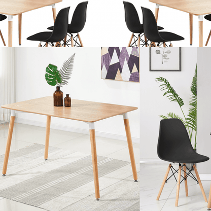 Halo Dining Table and Ghost Chair Set for 4 - Eiffel Plastic Chairs and a Rectangle Dining Table