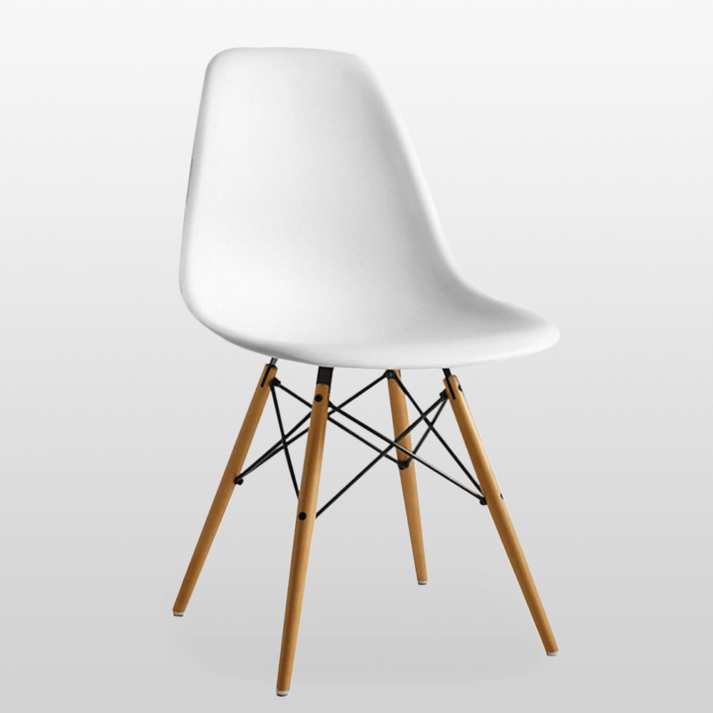 Halo Dining Table and Ghost Chair Set for 4 - Eiffel Plastic Chairs and a Rectangle Dining Table