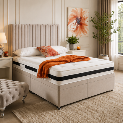 Handmade Istanbul Divan Bed with optional storage drawers and luxury upholstered finish.