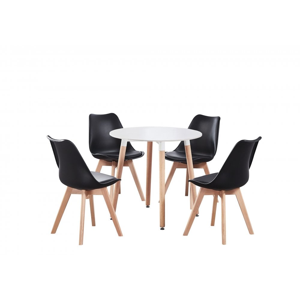 Jamie Halo Round Dining Table Set with 4 Chairs