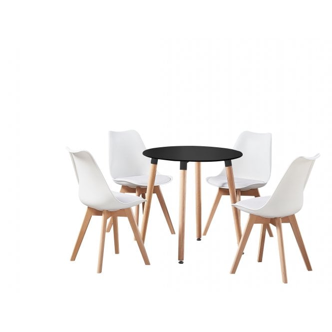 Jamie Halo Round Dining Table Set with 4 Chairs