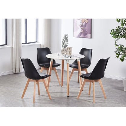 Jamie Halo Round Dining Table Set with 4 Chairs