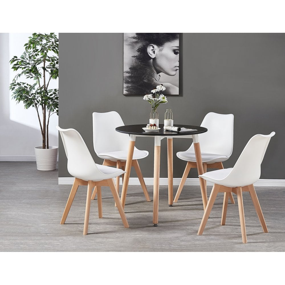 Jamie Halo Round Dining Table Set with 4 Chairs
