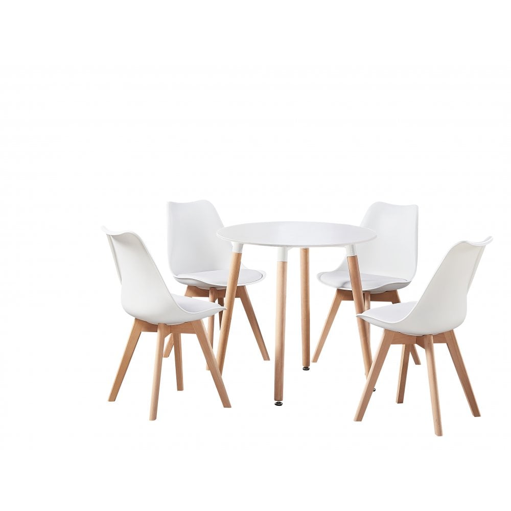 Jamie Halo Round Dining Table Set with 4 Chairs