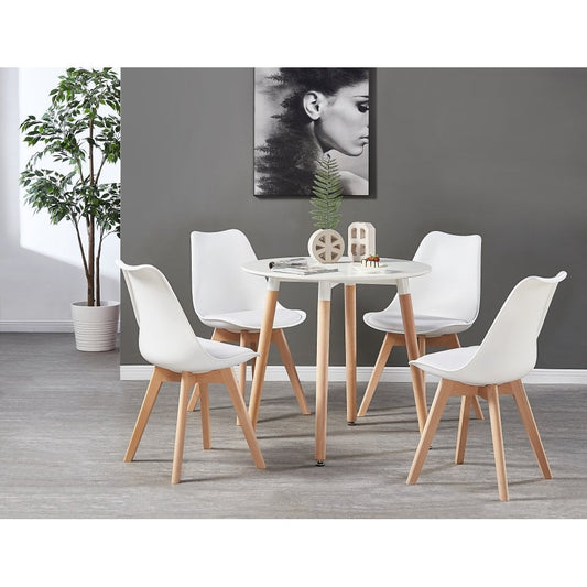 Jamie Halo Round Dining Table Set with 4 Chairs