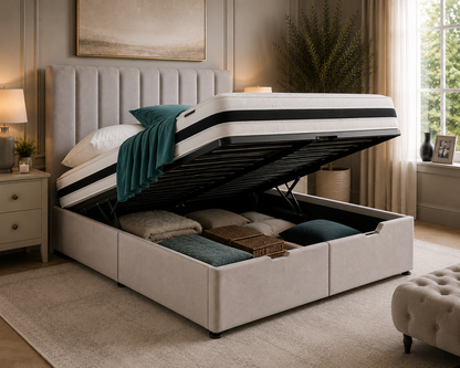 Modern Panel Kingston bed with hidden ottoman storage