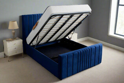 Leonardo Ottoman Storage Luxury Bed - Monarch Beds and Mattresses - metal gas lift close up