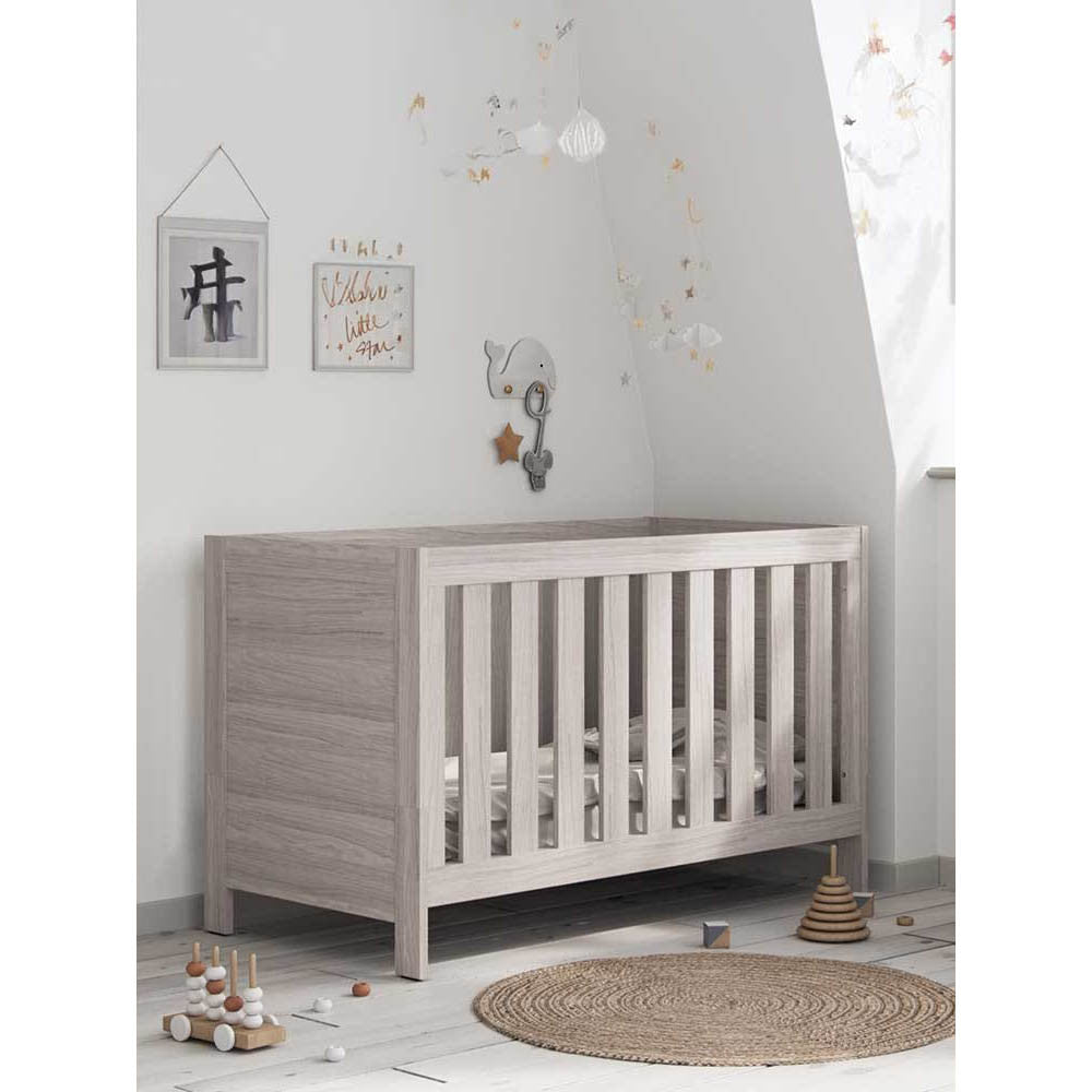 Little Acorns Amalfi 3 Piece Nursery Furniture Set with Cot Bed, Dresser and Wardrobe - Grey Ash