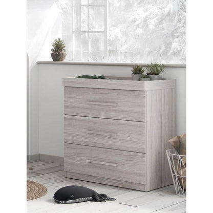 Little Acorns Amalfi 3 Piece Nursery Furniture Set with Cot Bed, Dresser and Wardrobe - Grey Ash