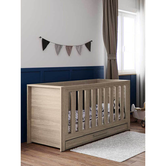 Little Acorns Ellesmere Cot Bed with Under Drawer - Grey Ash