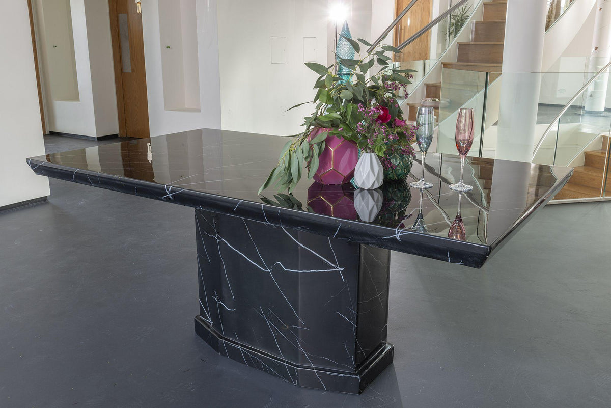Nebula black marble luxury dining table