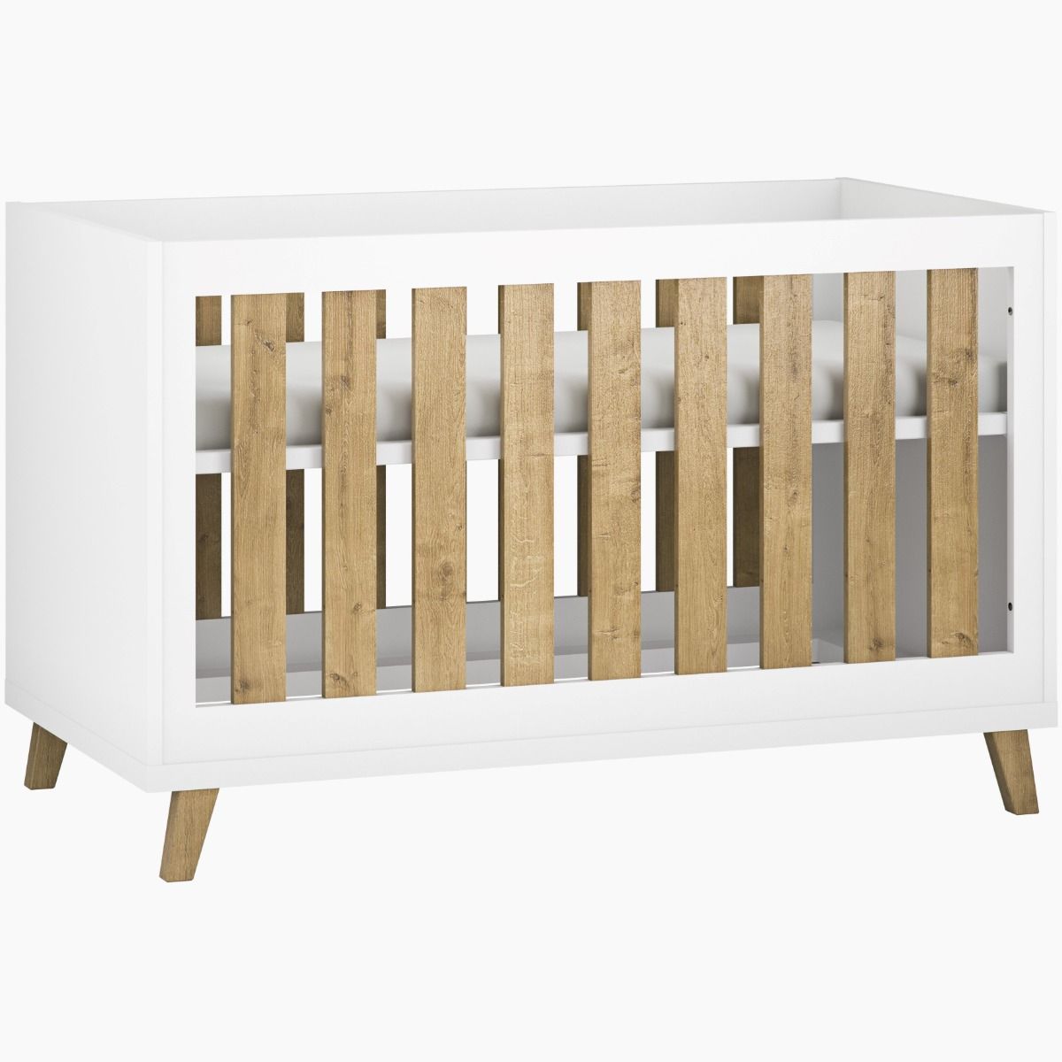 Little Acorns Siriana 2 Piece Nursery Furniture Set with Cot Bed and Dresser - White & Oak