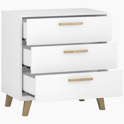 Little Acorns Siriana 3 Piece Nursery Furniture Set with Cot Bed, Dresser and Wardrobe - White & Oak