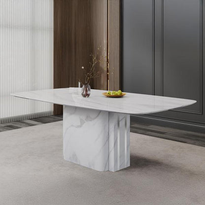 Valente white marble luxury dining table