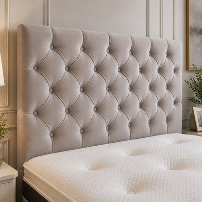Deep buttoned luxury bed with elegant upholstered finish