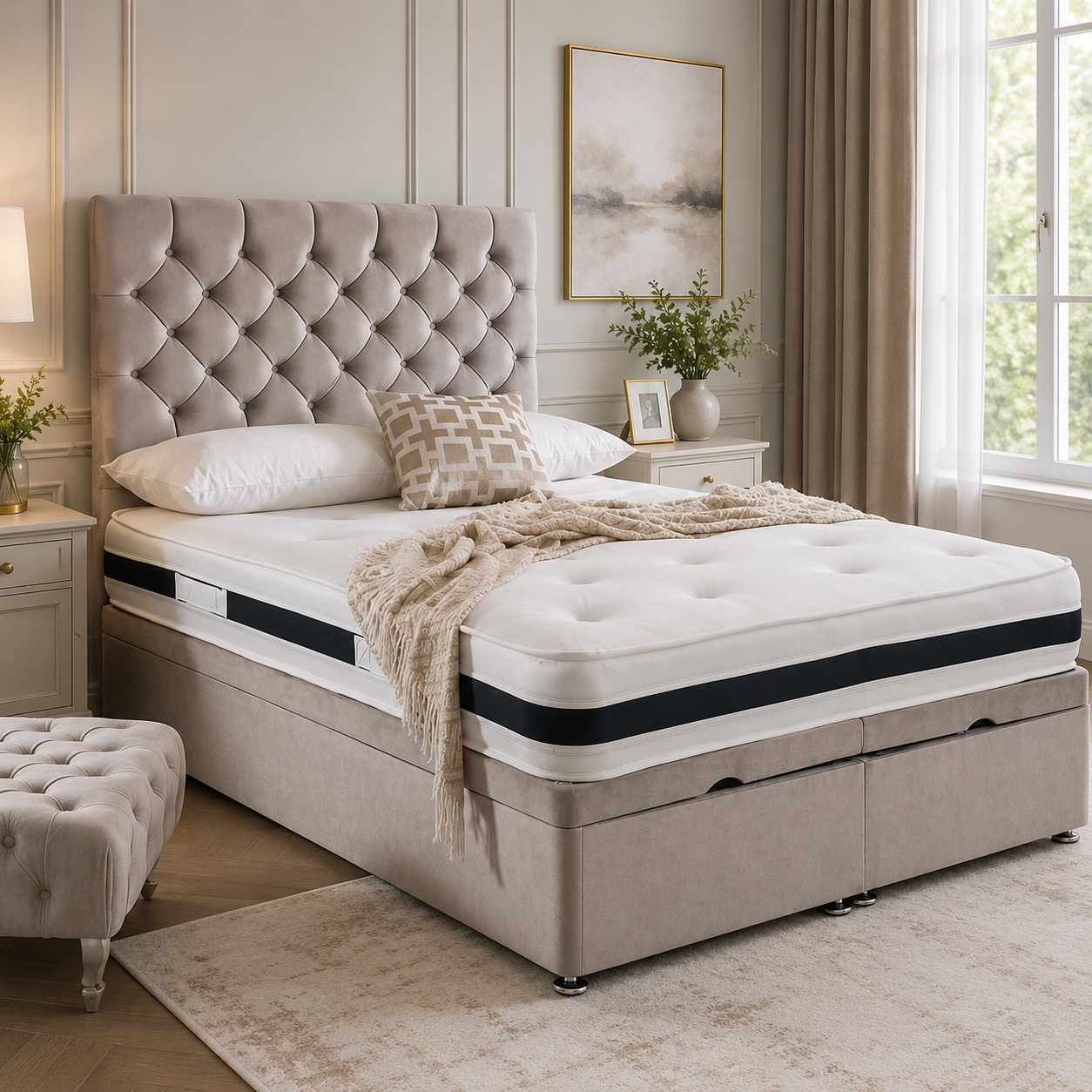 Handmade upholstered divan bed by Monarch Beds