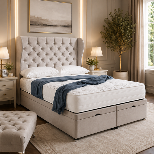 Wingback Majestic bed with deep buttoned wingback headboard
